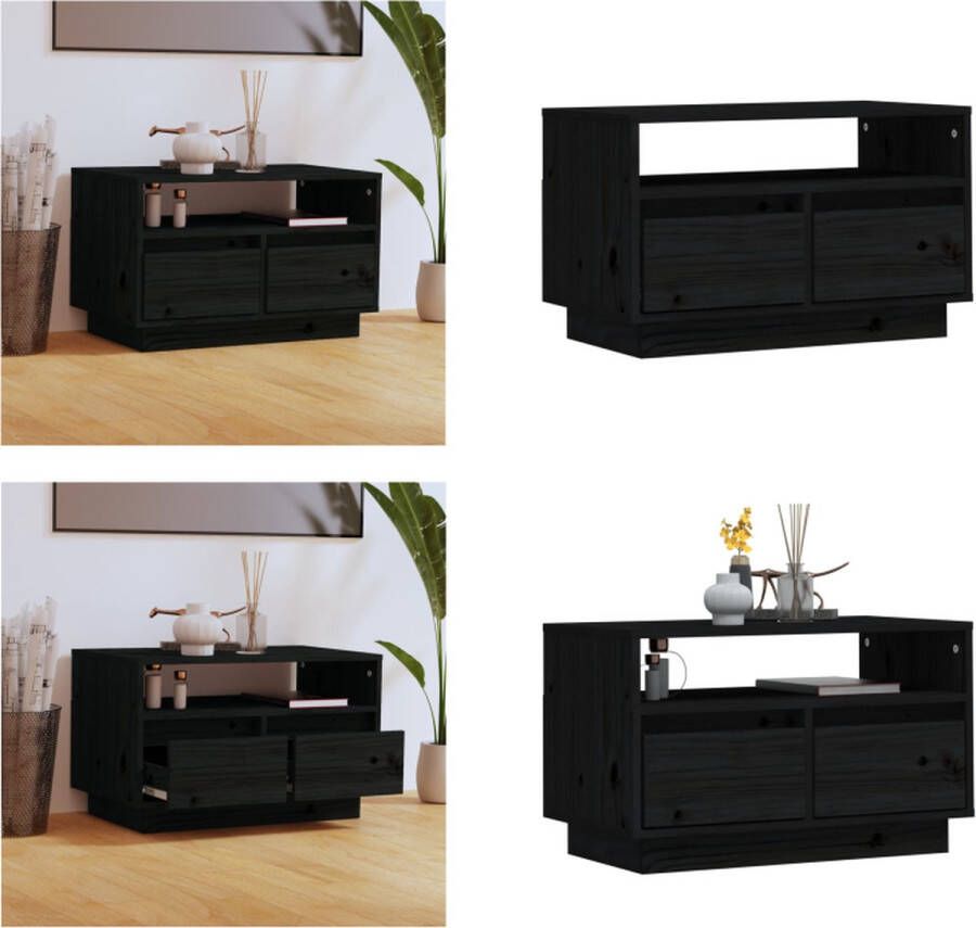 VidaXL Tv-meubel 60x35x37 cm massief grenenhout zwart Tv-meubel Tv-meubelen Opbergkast Televisiekast