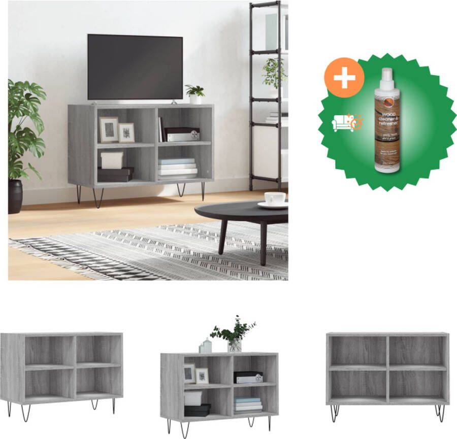 VidaXL TV-meubel TV-kast 69.5 x 30 x 50 cm Grijs sonoma eiken Bewerkt hout en ijzer Kast Inclusief Houtreiniger en verfrisser
