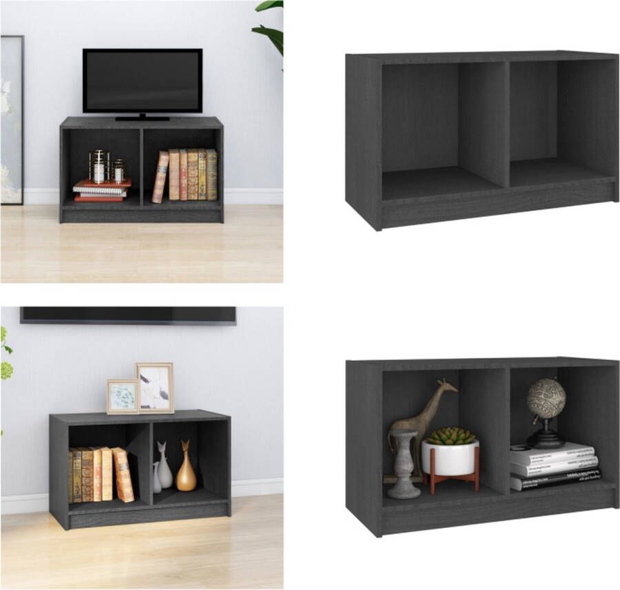 VidaXL Tv-meubel 70x33x42 cm massief grenenhout grijs Tv-kast Tv-kasten Tv-standaard Wandtafel