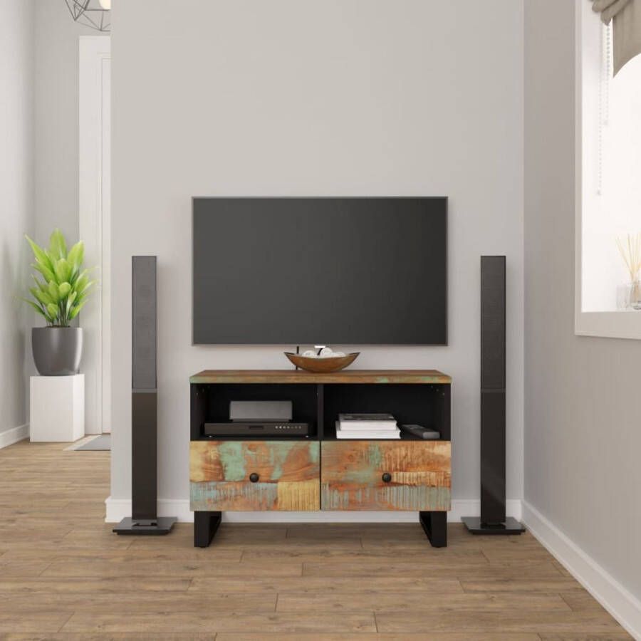VidaXL -Tv-meubel-70x33x46cm-massief-teruggewonnen-hout - Foto 1