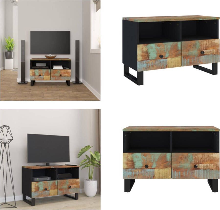 VidaXL Tv-meubel 70x33x46cm massief teruggewonnen hout Tv-meubel Tv-meubels Tv-meubel Tv Unit