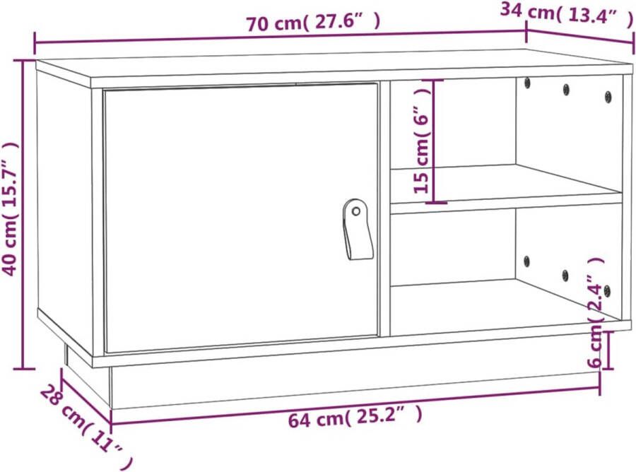 VidaXL -Tv-meubel-70x34x40-cm-massief-grenenhout-wit - Foto 5