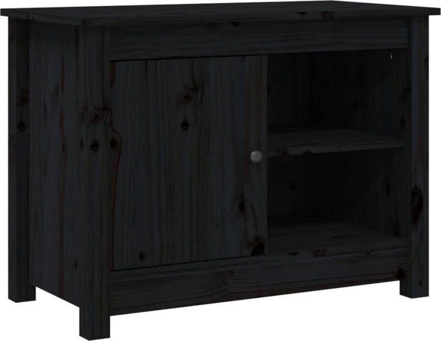 VidaXL Tv-meubel Massief Grenenhout Zwart Tv Meubel Tv Kast Hifi Meubel Grenenhout Zwarte Tv Kast Stevige Tv Kast Opbergruimte Tv Kast