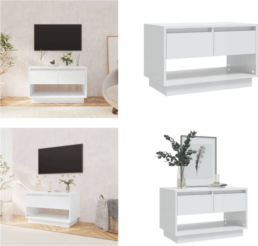VidaXL Tv-meubel 70x41x44 cm spaanplaat hoogglans wit Tv-kast Tv-kasten Tv-standaard Wandtafel