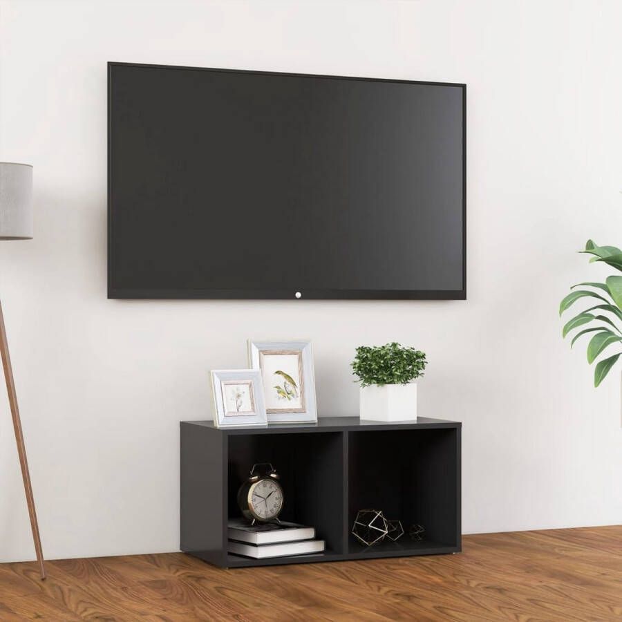 VidaXL -Tv-meubel-72x35x36 5-cm-bewerkt-hout-grijs - Foto 1