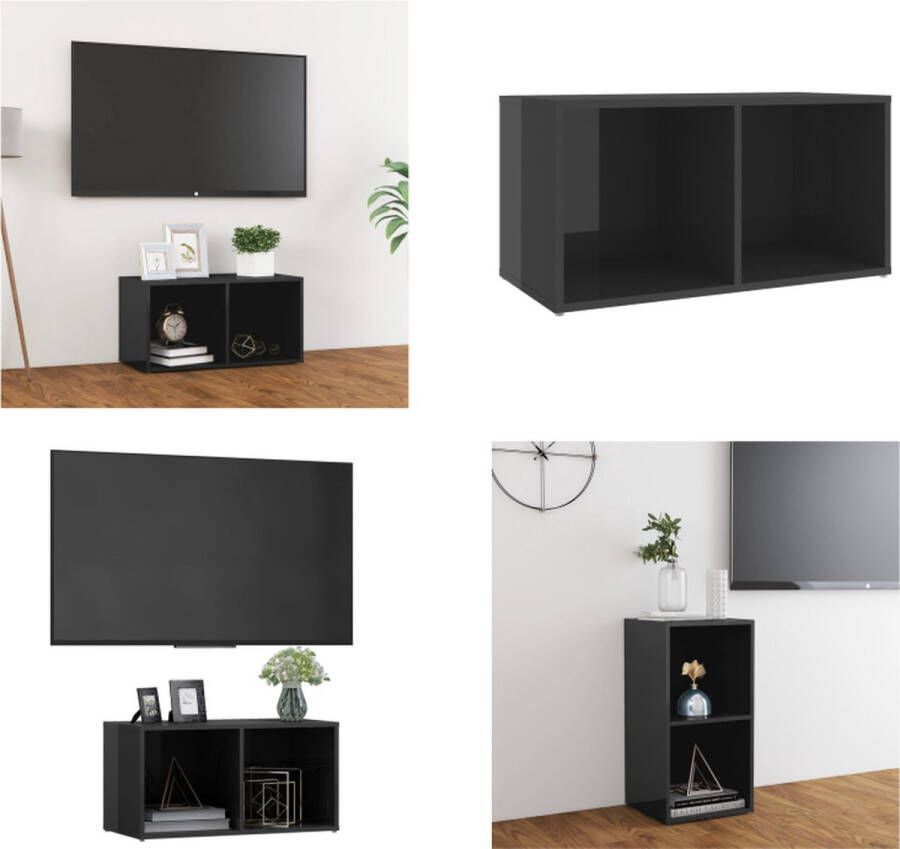 VidaXL Tv-meubel 72x35x36-5 cm spaanplaat hoogglans grijs Tv-kast Tv-kasten Tv-standaard Tv-standaarden