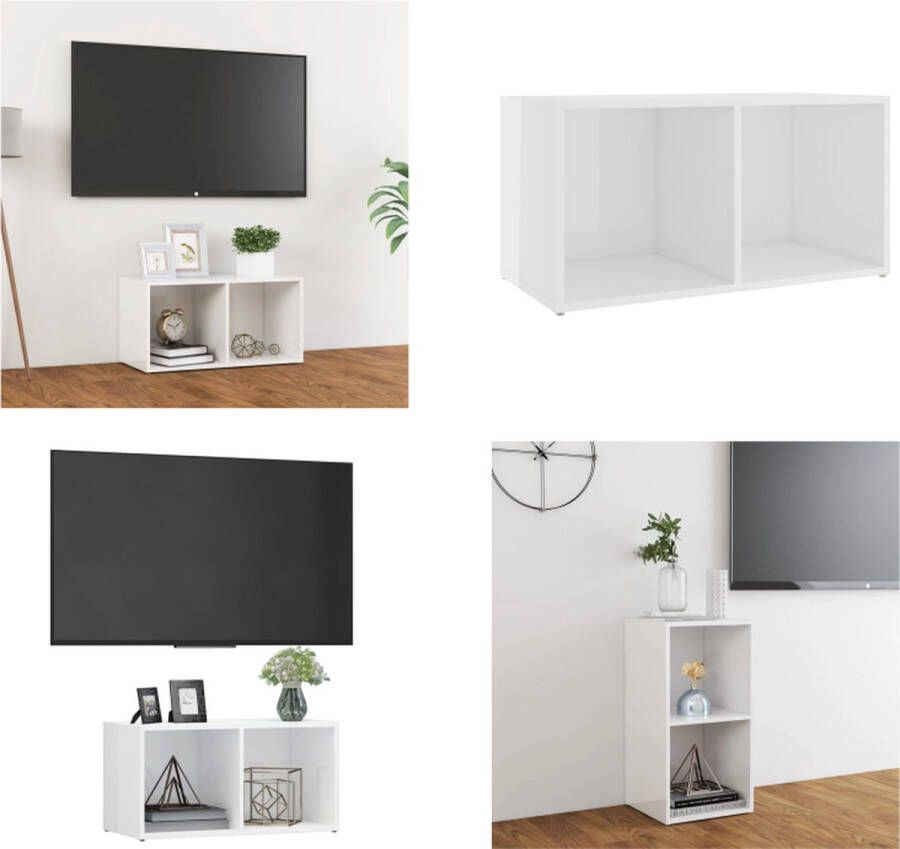 VidaXL Tv-meubel 72x35x36-5 cm spaanplaat hoogglans wit Tv-kast Tv-kasten Tv-standaard Tv-standaarden