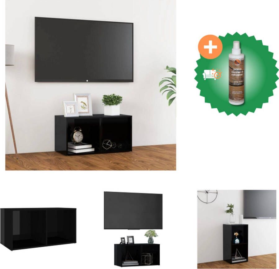 vidaXL Tv-meubel 72x35x36-5 cm spaanplaat hoogglans zwart Kast Inclusief Houtreiniger en verfrisser