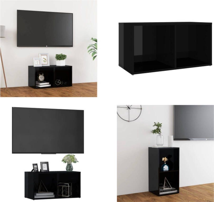 vidaXL Tv-meubel 72x35x36-5 cm spaanplaat hoogglans zwart Tv-kast Tv-kasten Tv-standaard Tv-standaarden