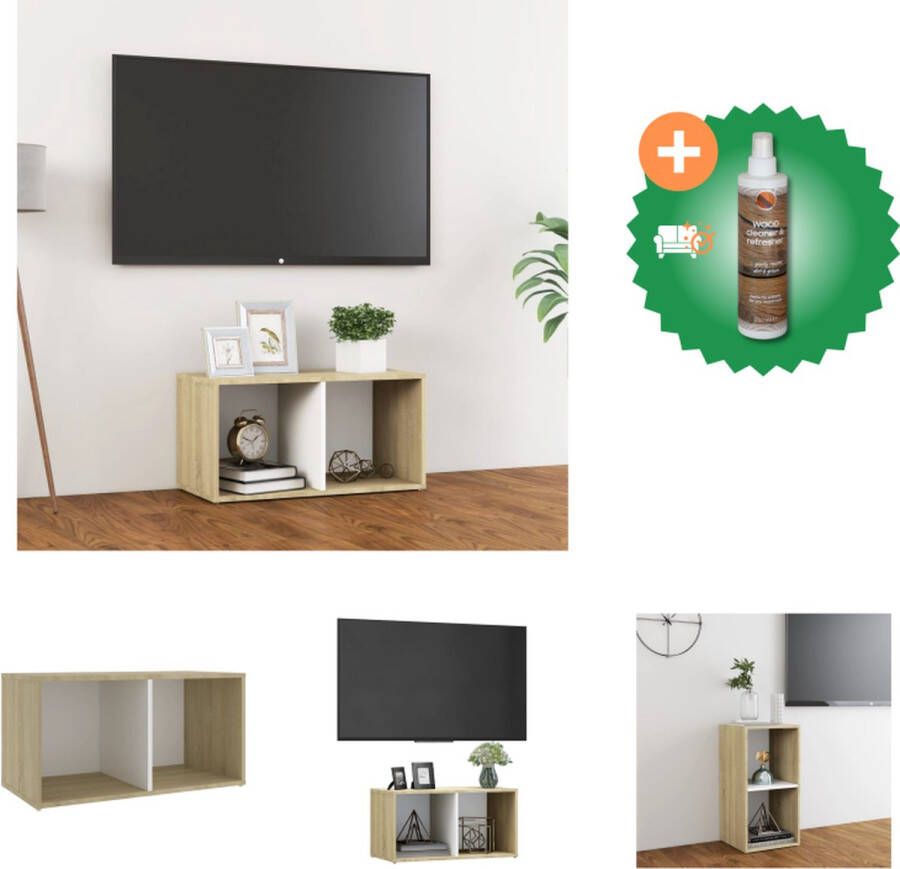 VidaXL Tv-meubel 72x35x36-5 cm spaanplaat wit en sonoma eikenkleurig Kast Inclusief Houtreiniger en verfrisser