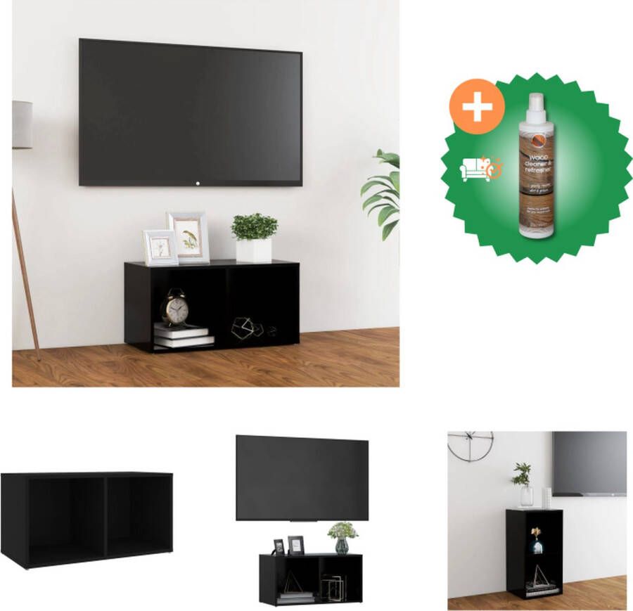 vidaXL Tv-meubel 72x35x36-5 cm spaanplaat zwart Kast Inclusief Houtreiniger en verfrisser