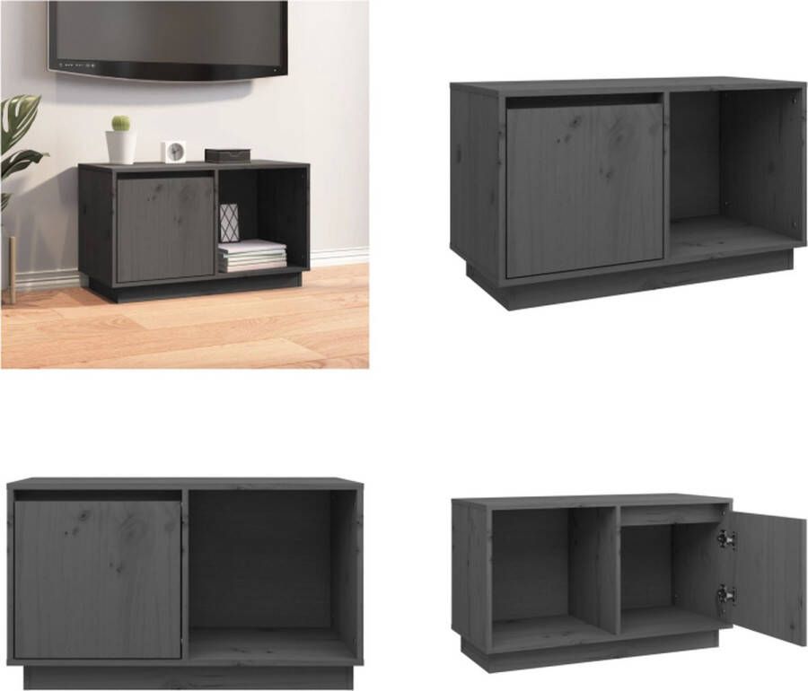 VidaXL Tv-meubel 74x35x44 cm massief grenenhout grijs Tv-kast Tv-kasten Tv-meubel Hifi-meubel