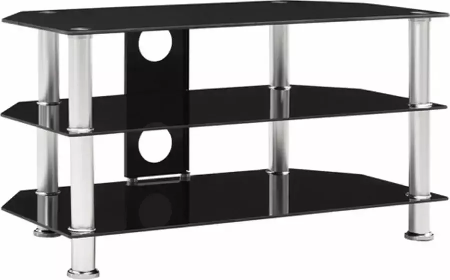 VidaXL Tv-meubel 75x40x40 cm gehard glas zwart - Foto 1