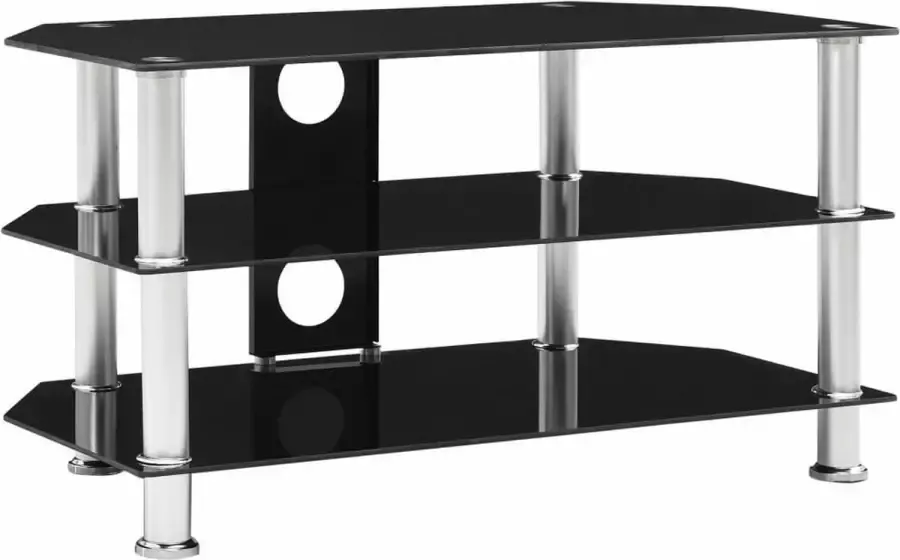 vidaXL Tv meubel 75x40x40 cm gehard glas zwart