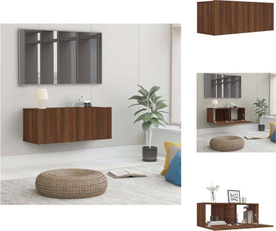 VidaXL TV-meubel 80 x 30 x 30 cm bruineiken bewerkt hout Kast