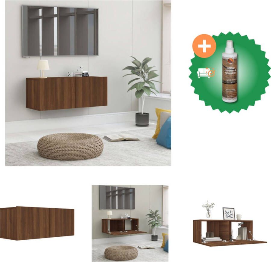 VidaXL Tv-meubel 80x30x30 cm bewerkt hout bruineikenkleurig Kast Inclusief Houtreiniger en verfrisser