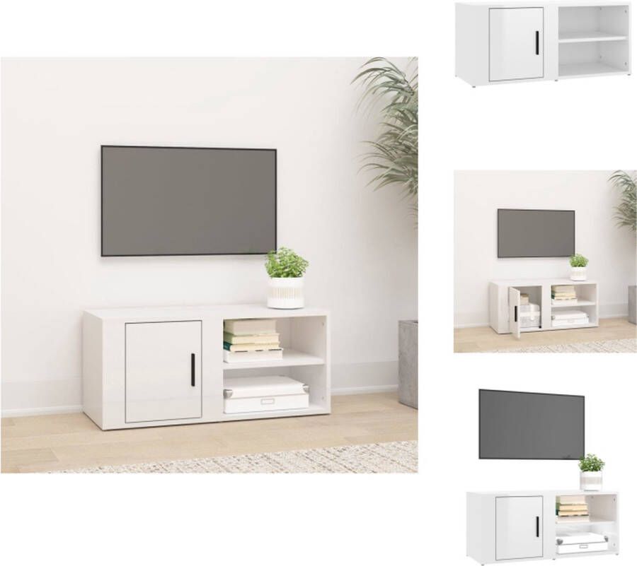 vidaXL TV-meubel 80 x 31.5 x 36 cm Hoogglans wit Bewerkt hout Kast