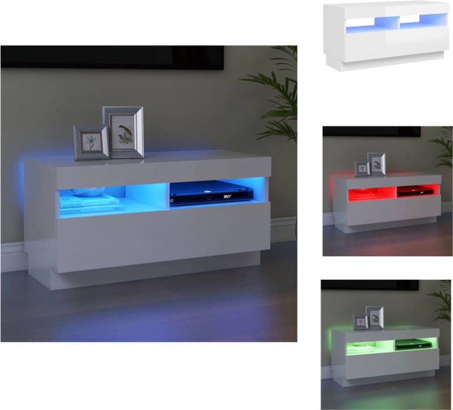 VidaXL TV-meubel 80 x 35 x 40 cm hoogglans wit Met RGB LED-verlichting Kast