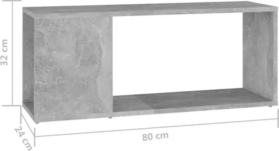 VidaXL Tv-meubel 80x24x32 cm bewerkt hout betongrijs - Foto 2