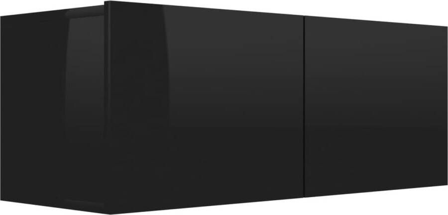 VIDAXL Tv-meubel 80x30x30 cm bewerkt hout hoogglans zwart - Foto 2