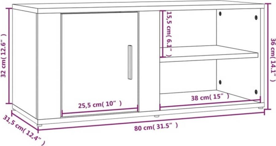 VidaXL -Tv-meubel-80x31 5x36-cm-bewerkt-hout-betongrijs - Foto 4