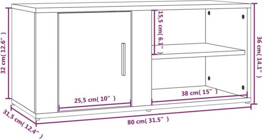 VidaXL -Tv-meubel-80x31 5x36-cm-bewerkt-hout-bruineikenkleurig - Foto 4