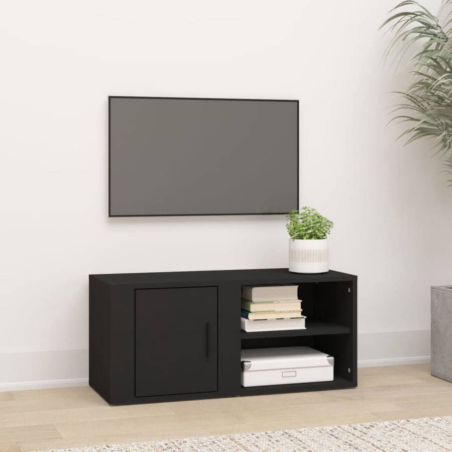 VidaXL -Tv-meubel-80x31 5x36-cm-bewerkt-hout-zwart - Foto 1