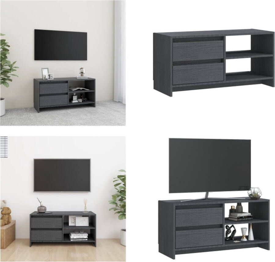 VidaXL Tv-meubel 80x31x39 cm massief grenenhout grijs Tv-meubel Tv-meubels Tv-kast Tv-kasten