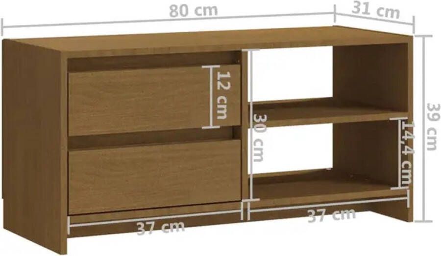 VidaXL -Tv-meubel-80x31x39-cm-massief-grenenhout-honingbruin - Foto 4