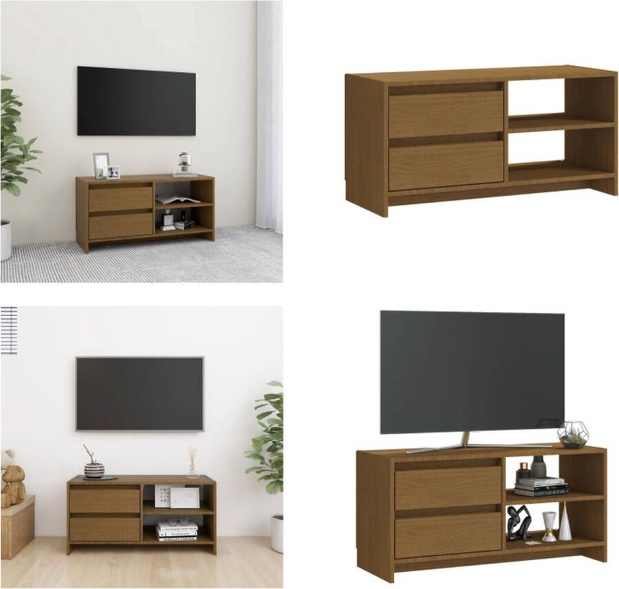 vidaXL Tv-meubel 80x31x39 cm massief grenenhout honingbruin Tv-meubel Tv-meubels Tv-kast Tv-kasten