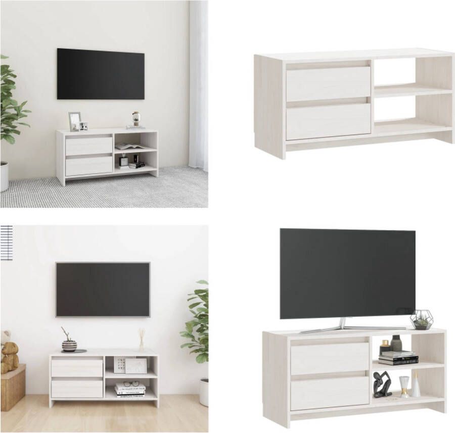 VidaXL Tv-meubel 80x31x39 cm massief grenenhout wit Tv-meubel Tv-meubels Tv-kast Tv-kasten