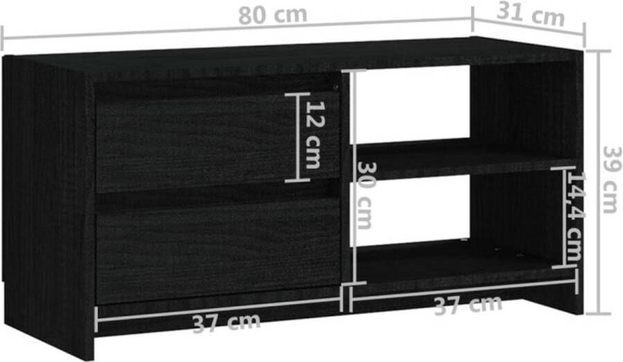 VidaXL -Tv-meubel-80x31x39-cm-massief-grenenhout-zwart - Foto 5