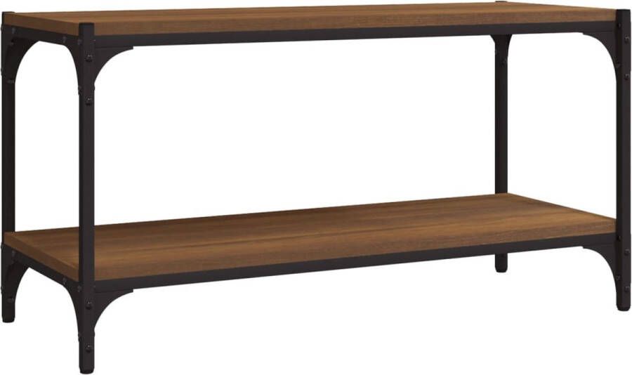 VidaXL -Tv-meubel-80x33x41-cm-bewerkt-hout-en-staal-bruineikenkleurig - Foto 2