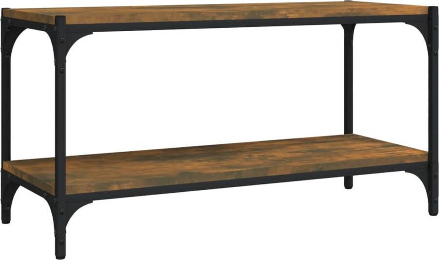 VidaXL -Tv-meubel-80x33x41-cm-bewerkt-hout-en-staal-gerookt-eikenkleur - Foto 2