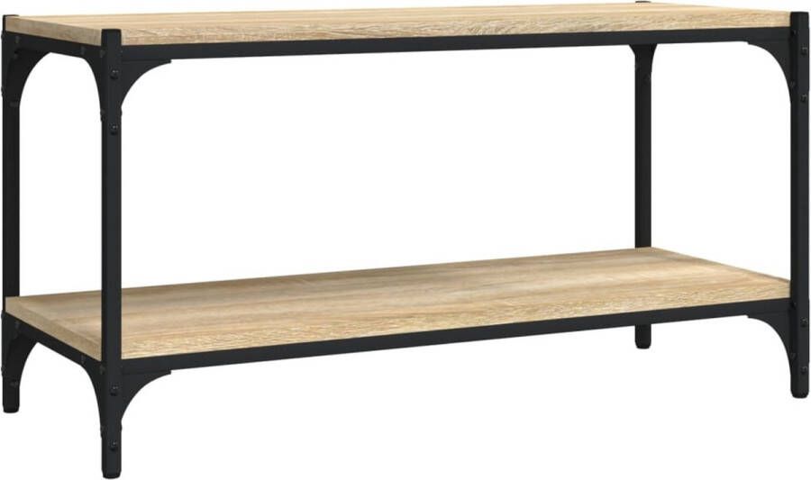 VidaXL -Tv-meubel-80x33x41-cm-bewerkt-hout-en-staal-sonoma-eikenkleurig - Foto 2