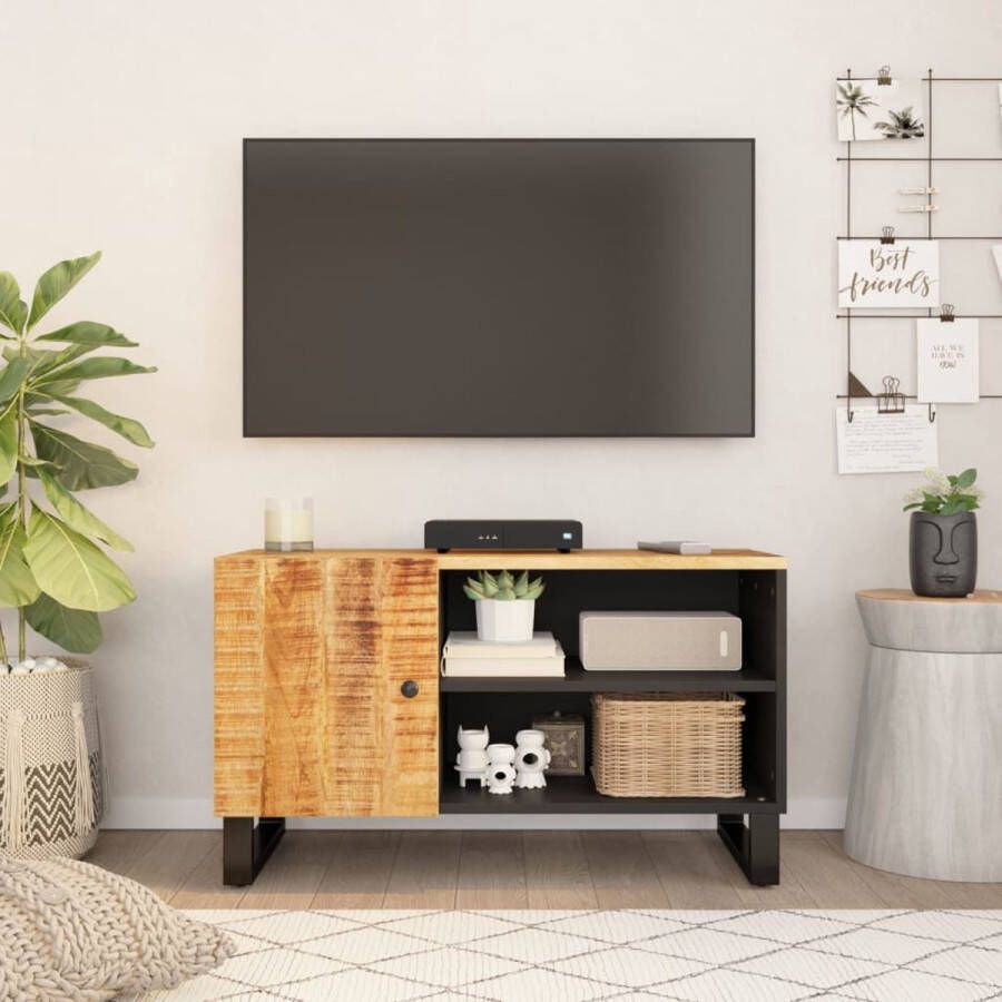 VidaXL -Tv-meubel-80x33x46-cm-massief-mangohout-en-bewerkt-hout - Foto 1