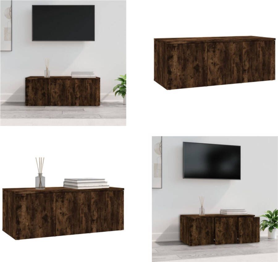 VidaXL Tv-meubel 80x34x30 cm bewerkt hout gerookt eikenkleurig Tv-kast Tv-kasten Tv-meubel Hifi-meubel