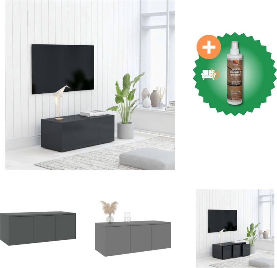 vidaXL Tv-meubel 80x34x30 cm spaanplaat grijs Kast Inclusief Houtreiniger en verfrisser