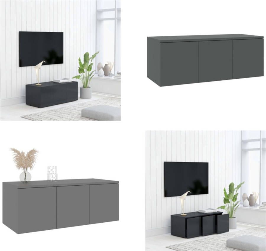 vidaXL Tv-meubel 80x34x30 cm spaanplaat grijs Tv-meubel Tv-meubels Tv-meubelen Tv-meubilair