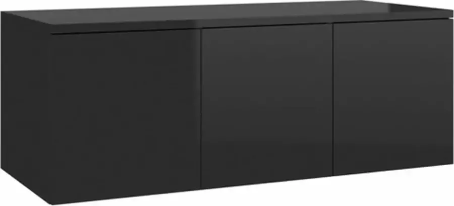 VidaXL -Tv-meubel-80x34x30-cm-spaanplaat-hoogglans-zwart - Foto 2