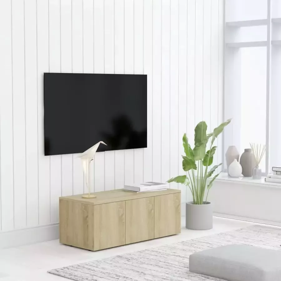 VidaXL -Tv-meubel-80x34x30-cm-bewerkt-hout-sonoma-eikenkleurig - Foto 1