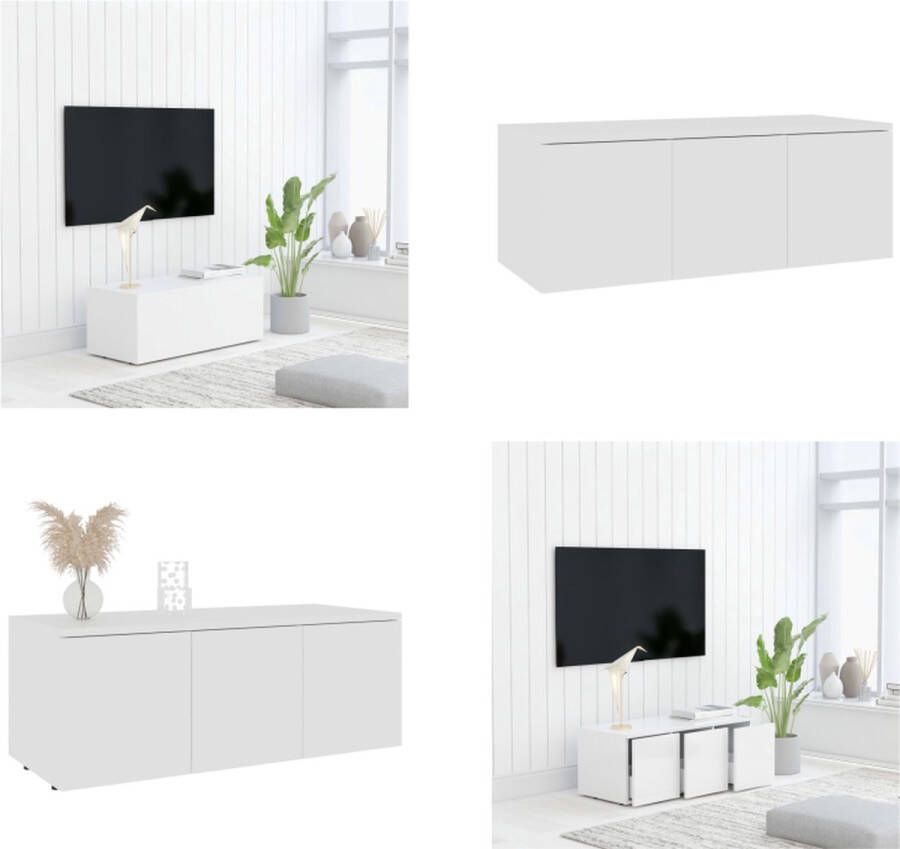 vidaXL Tv-meubel 80x34x30 cm spaanplaat wit Tv-meubel Tv-meubels Tv-meubelen Tv-meubilair