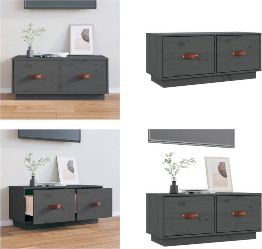 VidaXL Tv-meubel 80x34x35 cm massief grenenhout grijs Tv-kast Tv-kasten Tv-meubel Hifi-meubel - Foto 1
