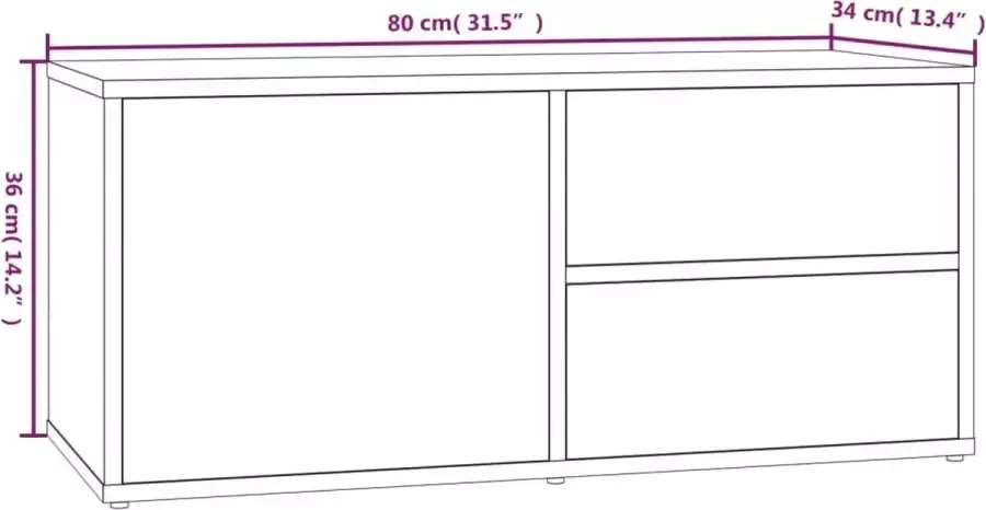 VidaXL -Tv-meubel-80x34x36-cm-bewerkt-hout-bruineikenkleurig - Foto 4