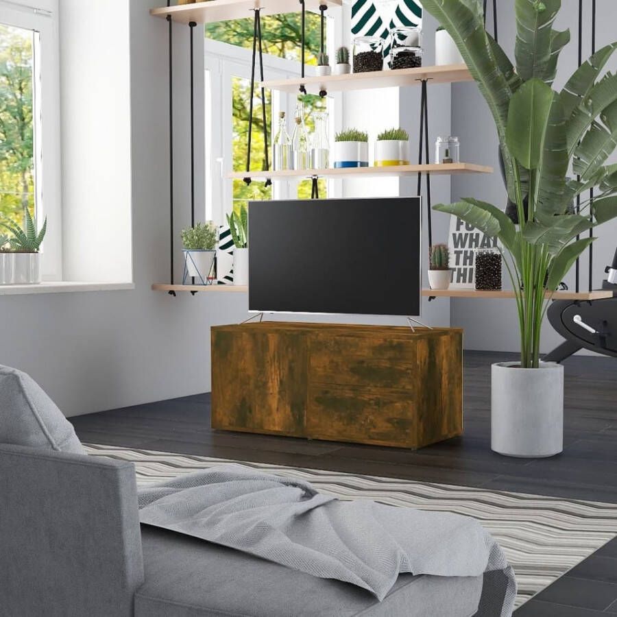 VidaXL -Tv-meubel-80x34x36-cm-bewerkt-hout-gerookt-eikenkleurig