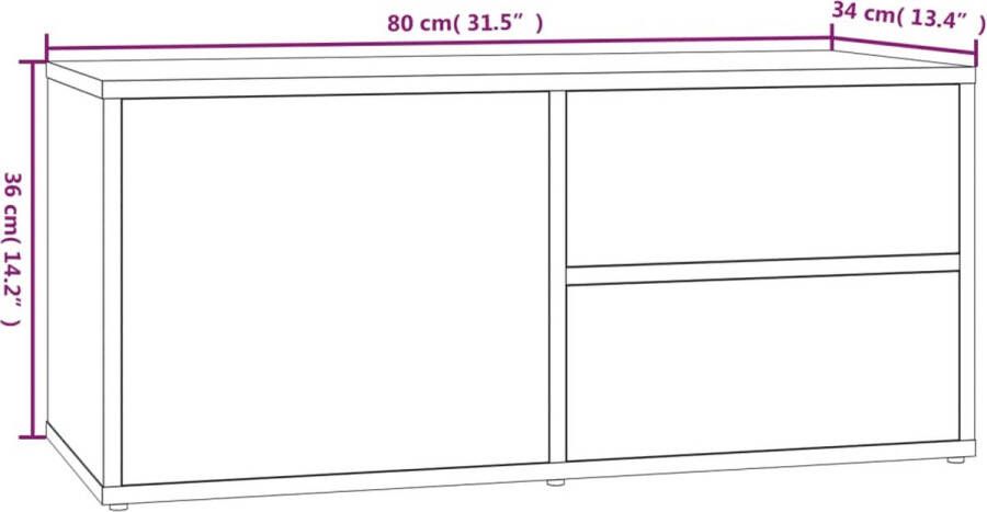 VidaXL -Tv-meubel-80x34x36-cm-bewerkt-hout-gerookt-eikenkleurig - Foto 4