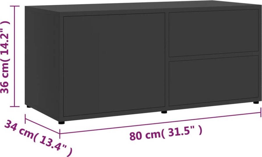 VidaXL -Tv-meubel-80x34x36-cm-bewerkt-hout-grijs - Foto 3