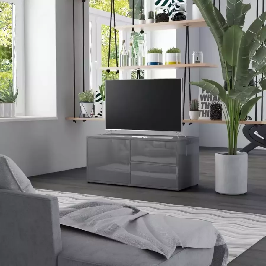 VidaXL Tv meubel 80x34x36 cm spaanplaat hoogglans grijs