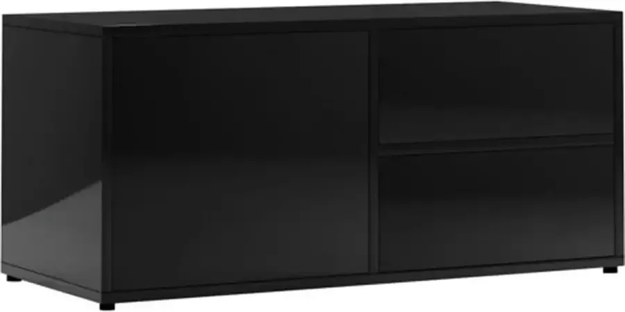 VidaXL -Tv-meubel-80x34x36-cm-spaanplaat-hoogglans-zwart - Foto 2