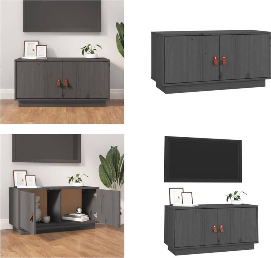 VidaXL Tv-meubel 80x34x40 cm massief grenenhout grijs Tv-kast Tv-kasten Tv-meubel Hifi-meubel